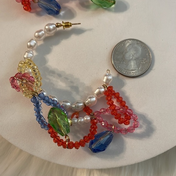 Zara Pearl Hoop Earrings - Picture 10 of 13